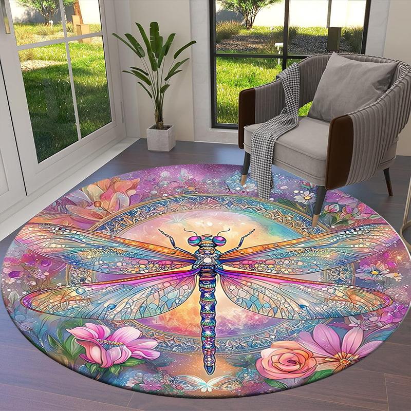 1pc Office Carpet Chair Mats Dragonfly Mandala Artwork Perfect for Decorating Office Chairss, Or Bedrooms.YDT586