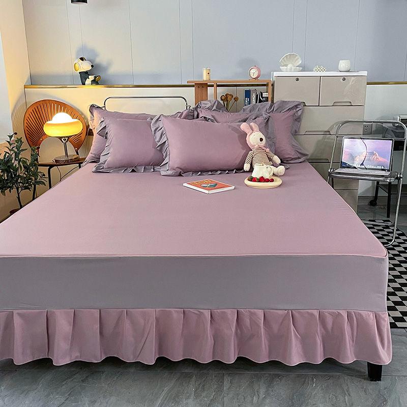 

3 шт. простыня, кружевная юбка, эластичное двуспальное покрывало с наволочками, наматрасник, комплект постельного белья, эластичная простыня королевского размера 1.2x2.0m