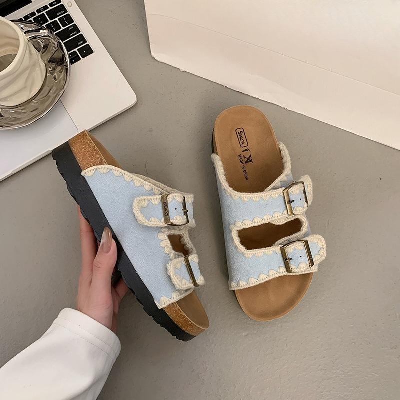 New Soft Leather Thick-soled Women's Fashionable One-shoulder Shoes and Half Slippers