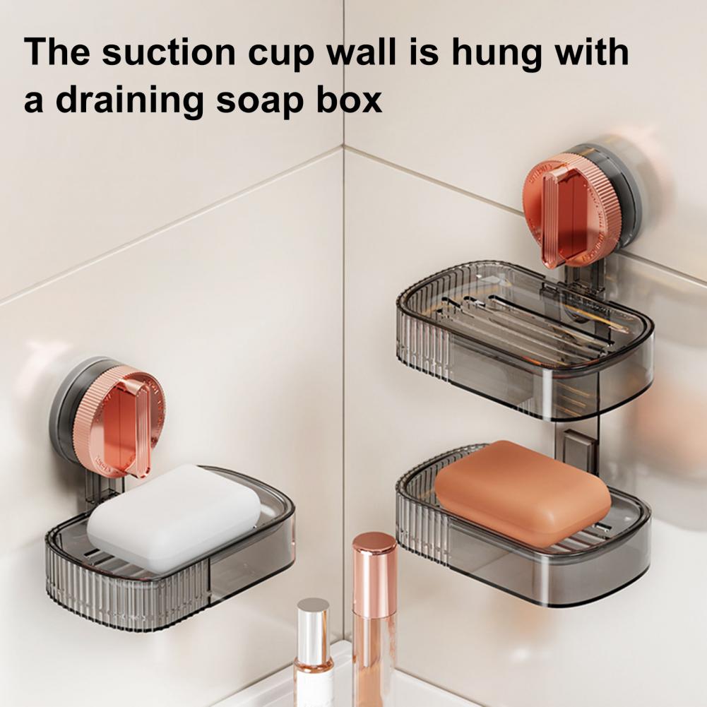 Soap Storage Rack Soap Box Suction Cup Soap Tray Holder for Easy Bathroom Organization Wall Mount No Drilling Needed