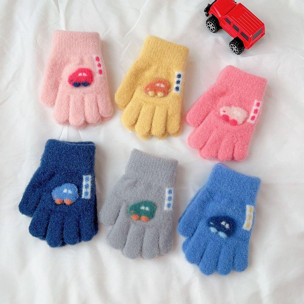

Warm Children Gloves Cartoon Winter Plush Gloves High Quality Knitted Mittens For 2-5 Years Kids жовтий