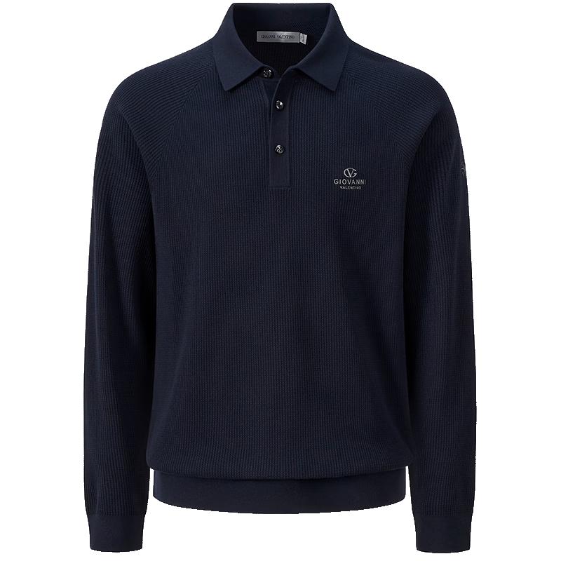 GIOVANNI VALENTINO Men s Long Sleeve Cotton Polo Shirt 2XL