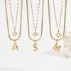 18K Gold Plated Double Layer Necklace with Sun Pendant & Diamond-Inlaid Alphabet Charms