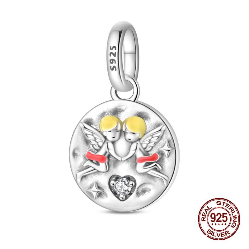 New Exquisite 925 Silver Lion Amulet Sun Moon Stars Angel Charms Beads Fit Bracelets Or Necklace Fine DIY Jewelry Gifts