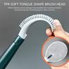 Punch-Free Wall-Mounted Soft Silicone Toilet Brush No Dead Angle Toilet Cleaning Brush Refillable Detergent Toilet Brush with Base