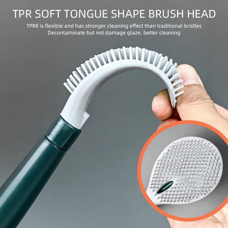 Punch-Free Wall-Mounted Soft Silicone Toilet Brush No Dead Angle Toilet Cleaning Brush Refillable Detergent Toilet Brush with Base