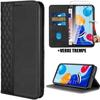 Case + 2 Tempered Glasses for Xiaomi Redmi Note 11- Redmi Note 11S, Black Synthetic Leather Protection Magnetic Closure
