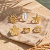 6Pcs/Set Finger Ring Set, Ocean Style Adjustable Ring with Imitation Pearl And Shell Texture, Bohemian Style Stackable Rings for Women