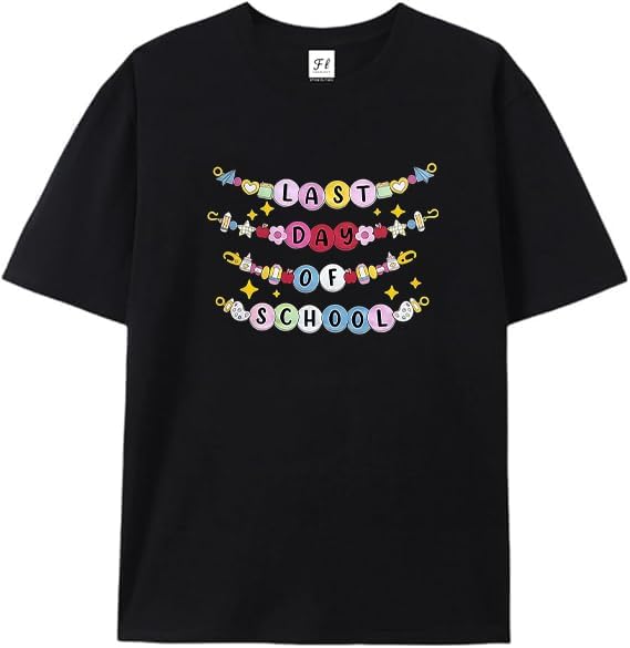 

Last Day of School Teacher Shirt for Women End of School Year T-Shirt Teacher Summer Tee Tops Black 5XL різнокольоровий