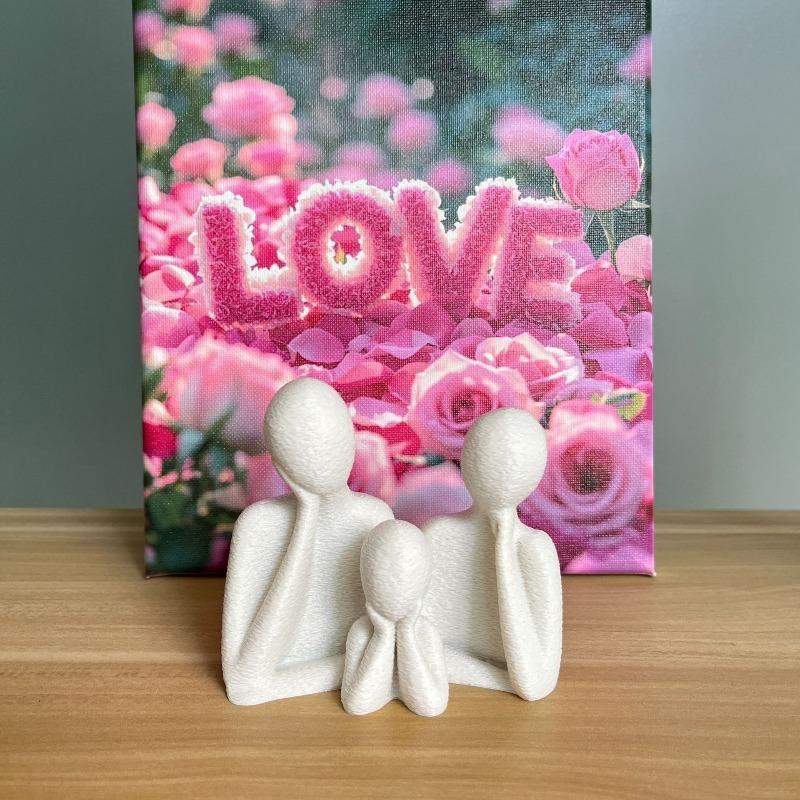 Family of Three Figurine Warm Trio Statue Home Decor for Living Room Bookshelf Wine Cabinet Ornament