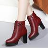 Fashion Shoes for Women Winter Women's Boots Solid Color Round Toe Zipper Lace Up Buckle High Heels Water Proof Shoes Women