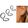 Black Hoop Earrings 3 Pairs 8,10,12 Mm Surgical Steel