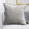 Pouzdro na polštář Stylový měkký jednobarevný povlak na polštář 45x45 cm Pouzdro na polštář v severském stylu se střapcem Kulový povlak na polštář Potřeby pro domácnost