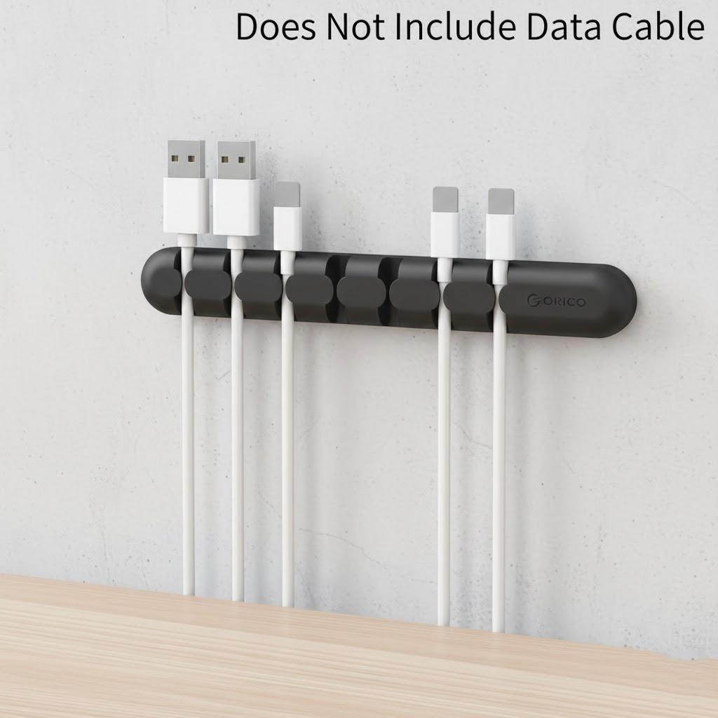Multi-Purpose Cable Clips Organizer 7-Slot Adhesive Cord Winder for Computer Electrical Wires Ideal for Office Home Car Use чёрный