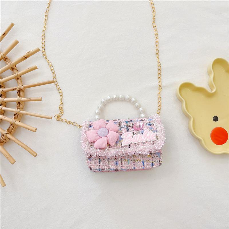

Adorable Mini Floral Crossbody Bag For Children With Trendy Chain Strap Pink