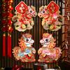 New Year 2026 Year 3D Fortune Character Door Stiers Zodiac Pair Decorative Window Flowers Wall Paintings Festive Decor