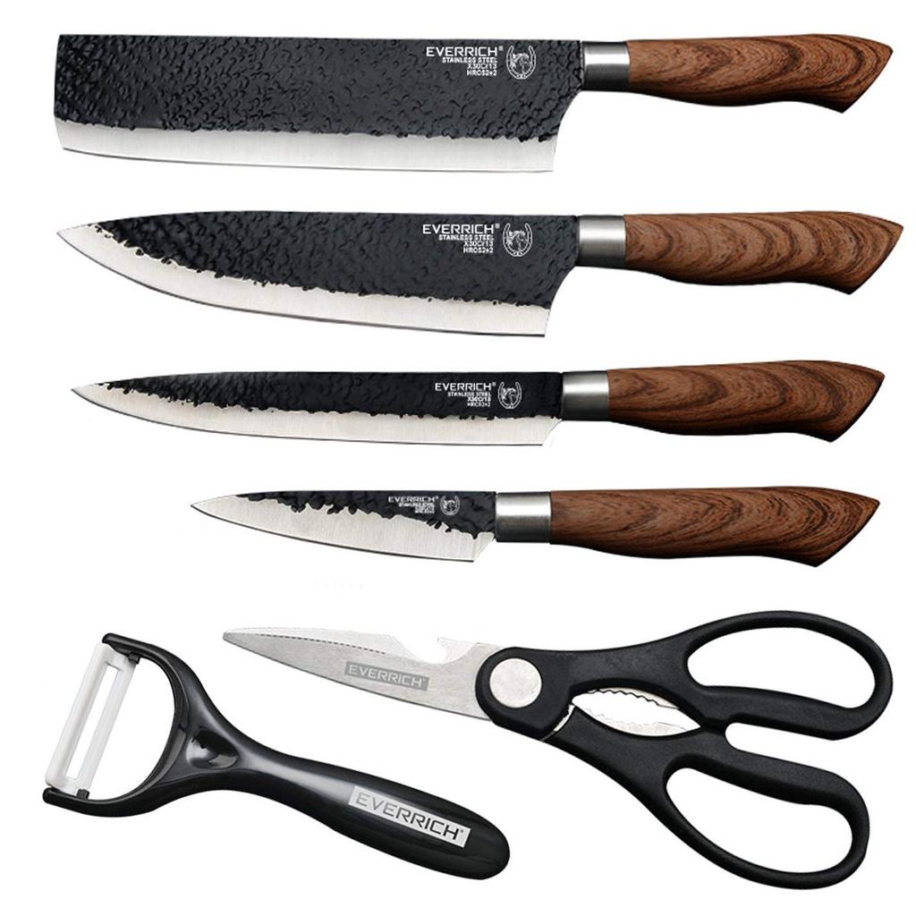 Utaki Stainless Steel Kitchen Knife Vegetable Sashimi Petty and A Great Value Set Santoku, Knife, Knife, Knife, Scissors, Peeler. 6-piece Set!