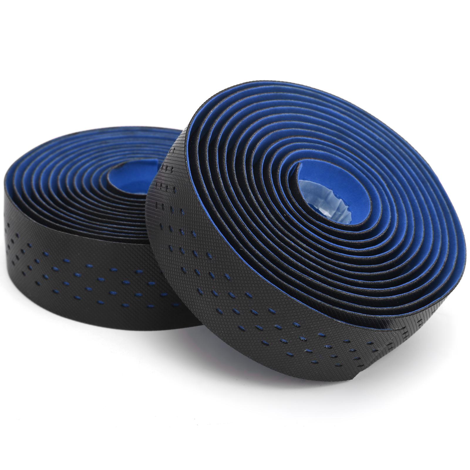 

Punching Style 1Pair Road Bike Handlebar Tapes NonSlip Bicycle Handle Bar Wrap Belt(Black Blue )