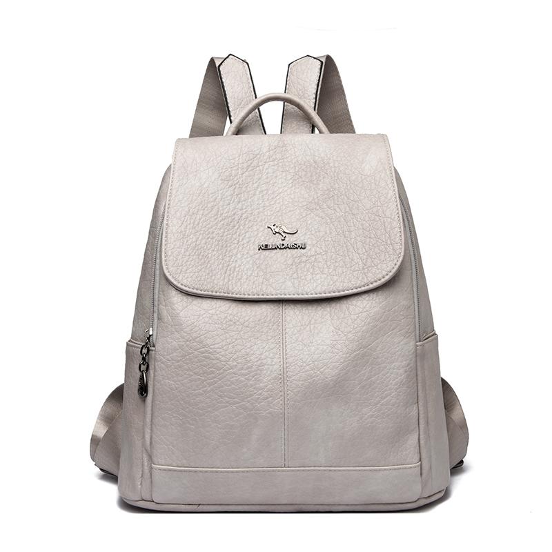 Women's Soft Leather Backpack Student School Bag Female High Quality Rucksack Multi-functional Ladies Shoulder Bag Commuting Sac