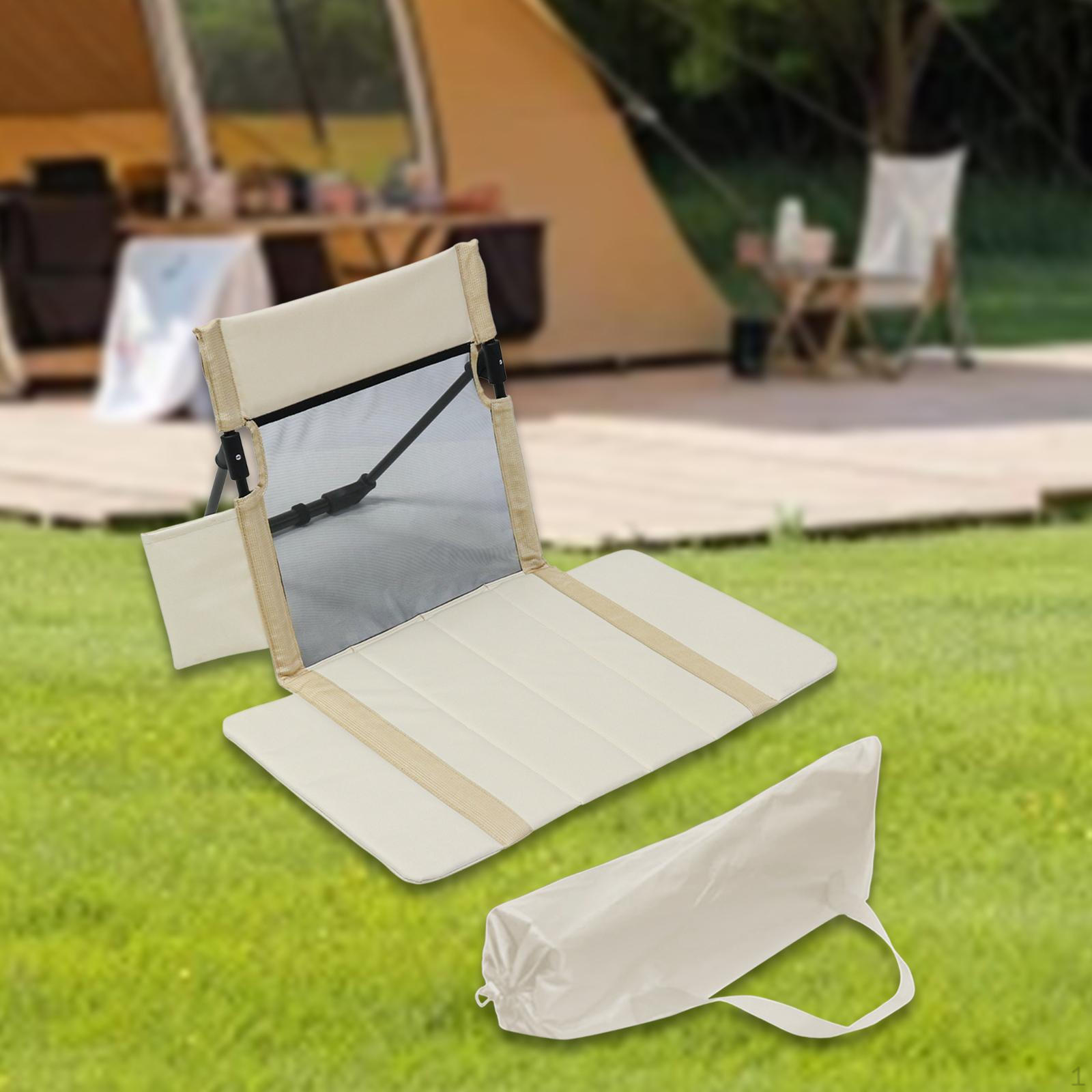 

Floor Chair with Back Support Beach Seat Sturdy Multifunctional Camping Storage Bag for бежевый