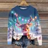 Ladies' Christmas Printed Long Sleeved Round Neck Hoodie Loose Top
