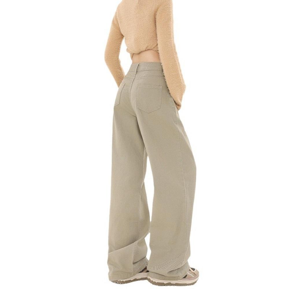 Niche Korean version of floor-mopping jeans spring and autumn new thin drape pleated loose wide-leg jeans tide