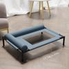 Breathable Raised Dog Bed Outdoor Cooling Pet Cot With L Shape Pillow Steel Frame Chew Resistant Washable For Medium Dog