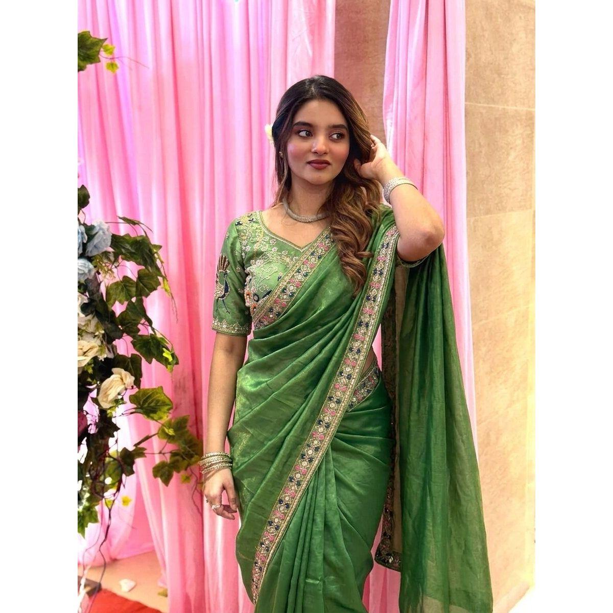 Luxury Designer Fendy Satin Silk Saree