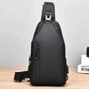 Men Bag Fashion Solid Color Men Chest Bag Outdoor Casual Fashion One Shoulder Crossbody Bag Nylon USB Charging Shoulder Bags