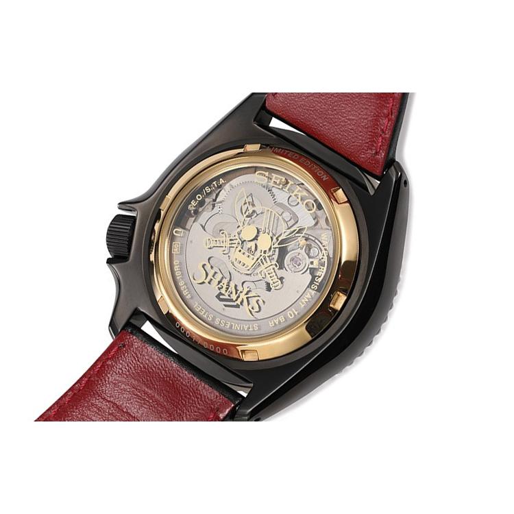 Seiko Relógio SEIKO5 Movimento Mecânico Pulseira de Couro Relógios Masculinos Mostrador Vermelho SRPH03K1