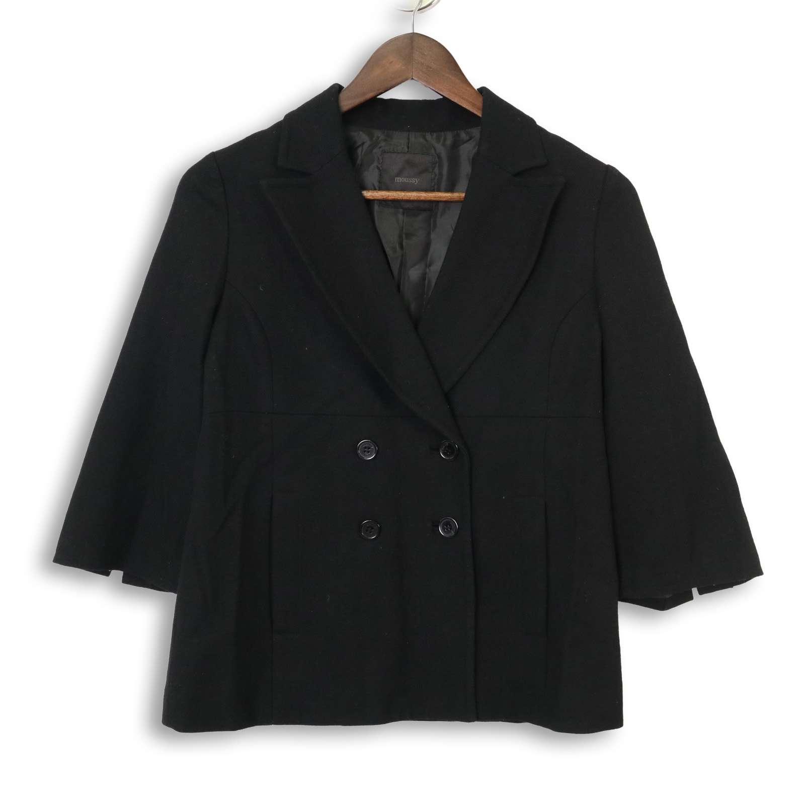MOUSSY Autumn/Winter Wool Blend 3/4 Sleeve Double Tailored Jacket Sz.1 Women s Black