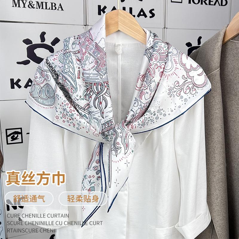 European Temperament Elegant Girl Silk Mulberry Silk Silk Scarf Women Like To Wear Square Scarf 90 Twill Scarf