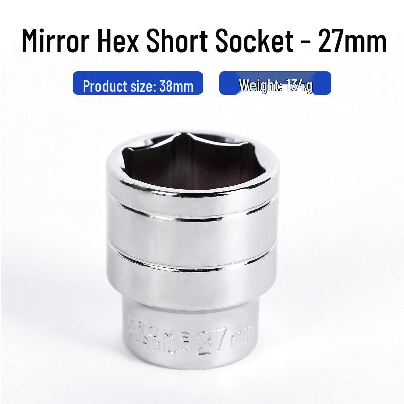 Electric Ratchet Wrench with Mirror Surface, Short Sleeve, and Inner Hex Socket, Chrome Vanadium Steel