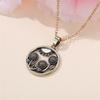 Female Round Stone Sunflower Pendant Necklace Vintage Gold Color Wedding Jewelry For Women