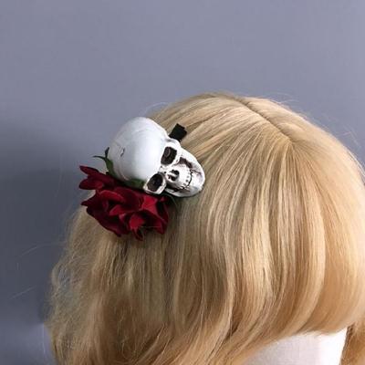 Halloween Props Hair Clip Day of the Death Skull Rose Hairband Gothic Headpieces