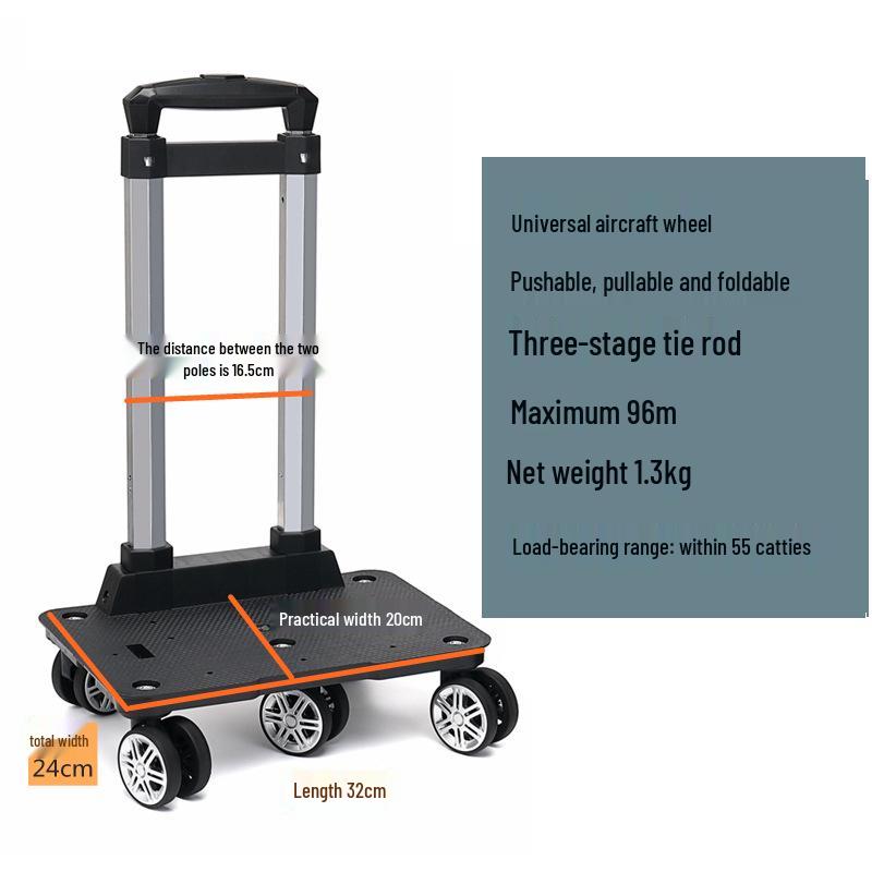 Aluminum Alloy Foldable Student Backpack Trolley with Universal Wheels
