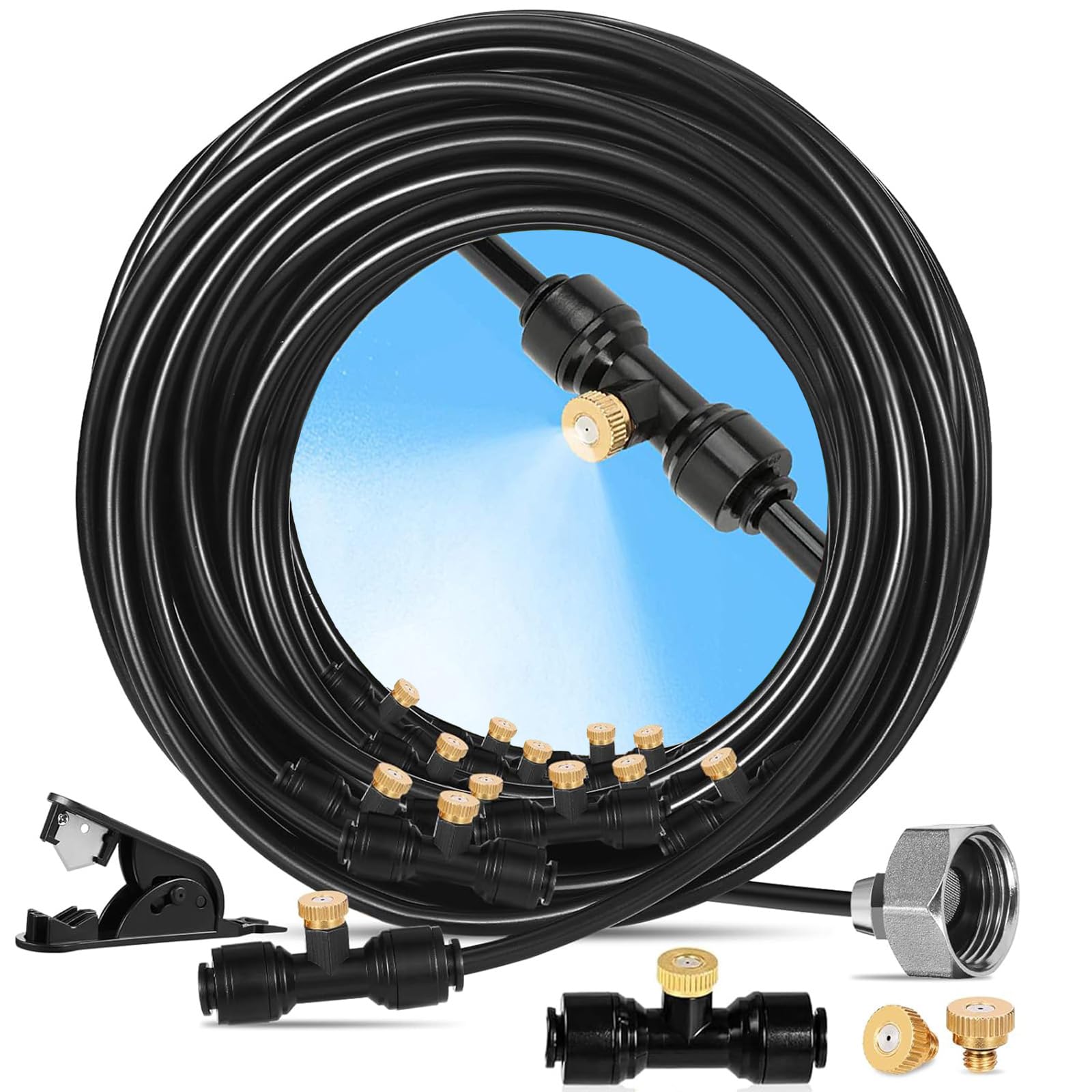 

AITOYAN Mist Shower Outdoor Irrigation System Automatic Watering Set with 10 Mist Nozzles for Watering Lawns, Spray Irrigation, Outdoor Watering, Drip