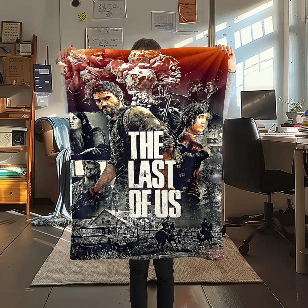 

1 шт. Фланелевое одеяло с принтом The Last of Us, Высококачественное, Удобное для всех сезонов, Декор для дома, Тепло и уют, Идеально для рождественских подарков 80cm x 120cm