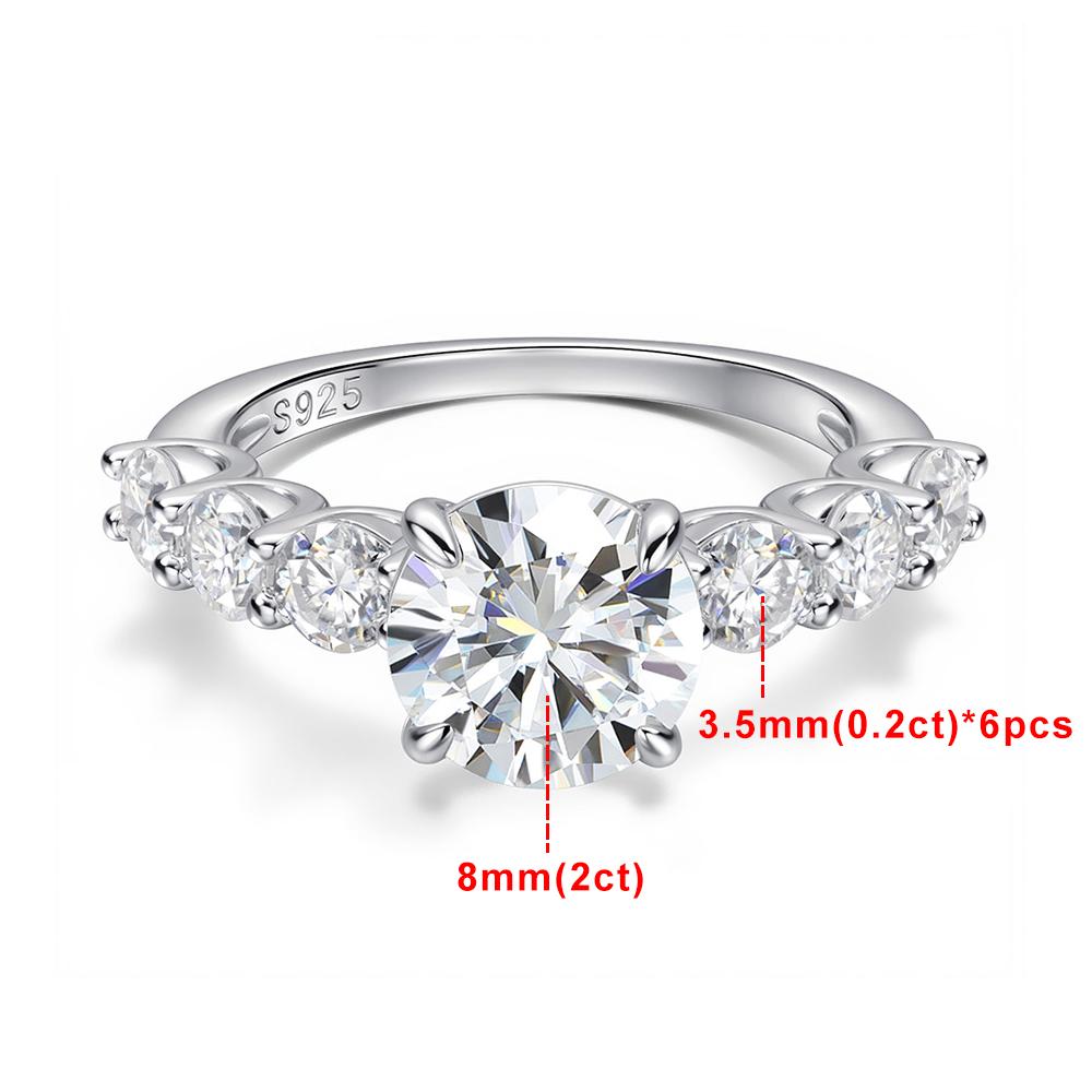 3.2cttw Round Cut Full Moissanite Engagement Ring for Women CopperHalf Eternity Band Wedding Rings Fine Jewelry