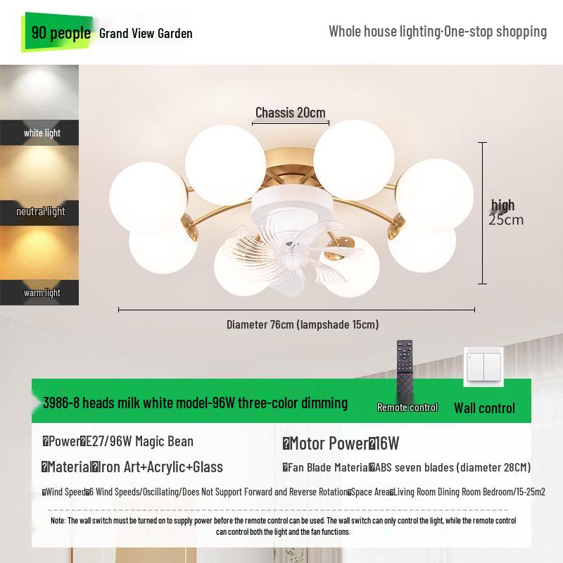 2025 Modern Minimalist Head-Shaking Fan Light for Living Room