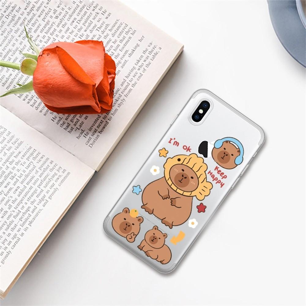 Cartoon Cute Capybara Phone Case For iPhone 14 13 12 11 Pro Max XS X XR SE 2020 6 7 8 Plus Mini Protective Cover
