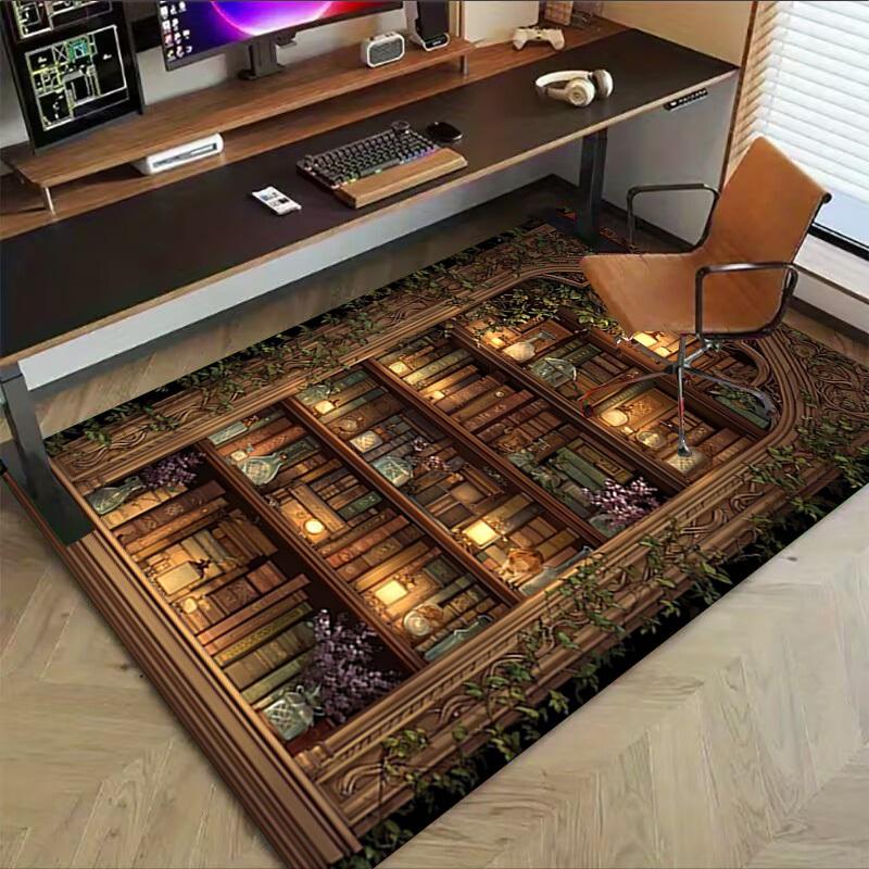 1 Stück Bücherregal Bibliothek Rutschfester Teppich für Büro & Wohnzimmer & Schlafzimmer & Esszimmer - Flachgewebe Maschine-O346