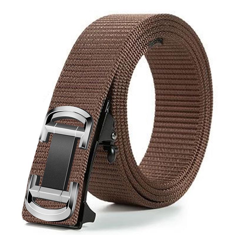 Men'S Toothless Automatic Buckle Woven Canvas Belt Belt Casual Nylon Tactical Pants Belt Military Training Outdoor Belt