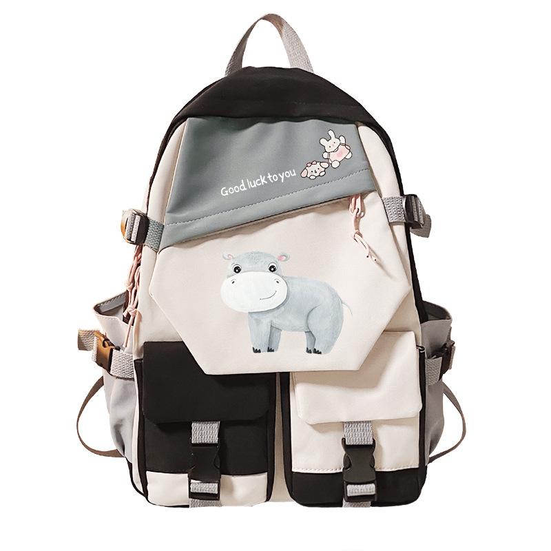 Giraffe Cartoon Printed Backpack Student Large Capacity School Bag