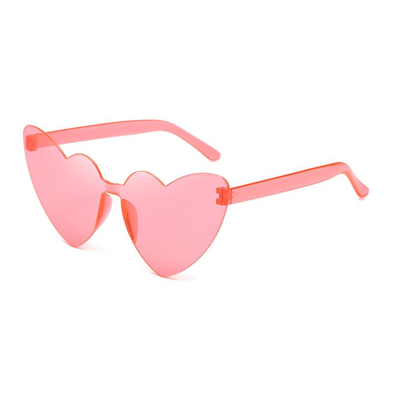 Thin peach heart sunglasses love sunglasses jelly color rimless heart type one-piece glasses candy color eyes