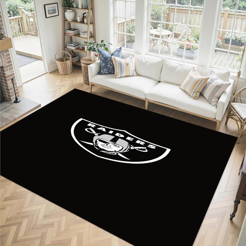 Las Vegas Raiders Design Crystal Velvet Carpet Cozy Non?Slip Printed Rug For Bedroom Living Room Entrance