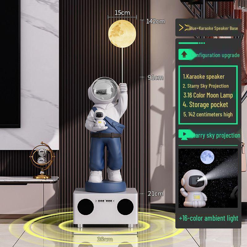 Large Astronaut Figurine with Starry Sky Light – Floor-Standing Decoration for Living Room or TV Cabinet, Perfect Housewarming Gift.