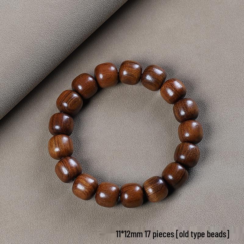 Armband mit Rosenholz-Fassperlen - Antiker Stil, Unisex Buddhistischer Wenwan-Schmuck