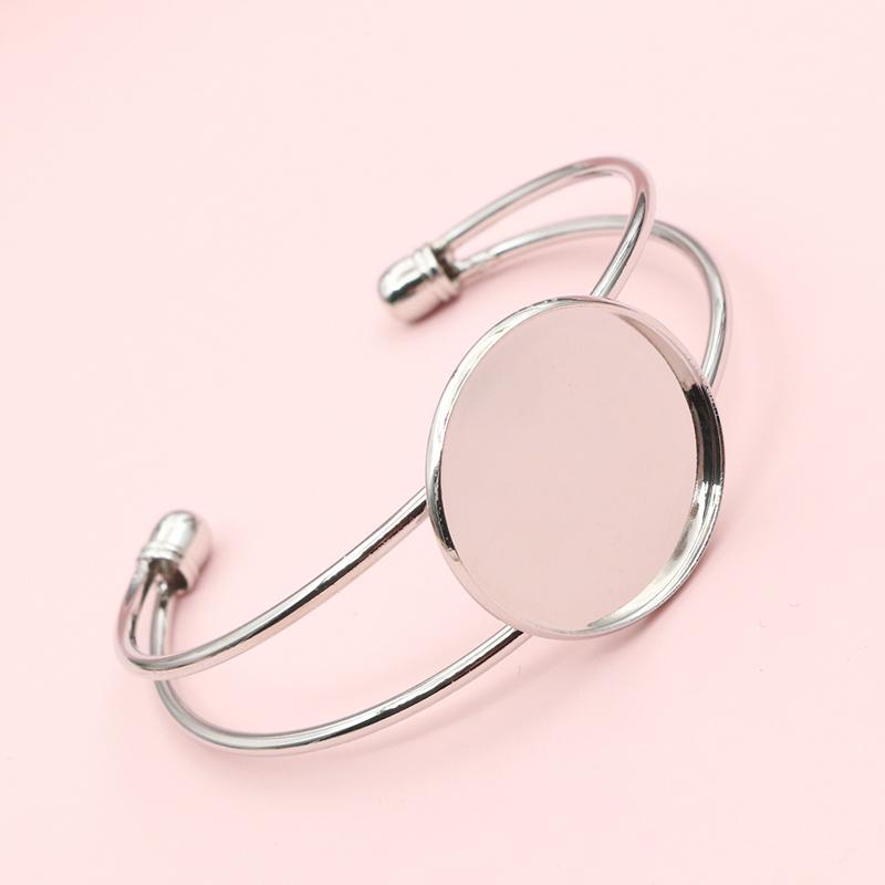 2 Stück 20mm 25mm Innenmaß DIY Armreif Armband Cabochons Leere Basis Fassung Schale Lünette DIY Schmuckherstellung Zubehör Zubehörteile
