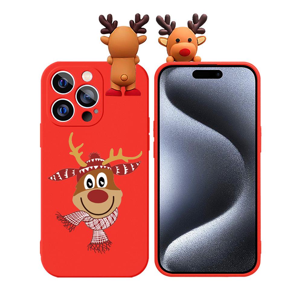 Christmas Snowman Cartoon Elk Relief Doll Phone Case for Apple 15/14 Pro Max.
